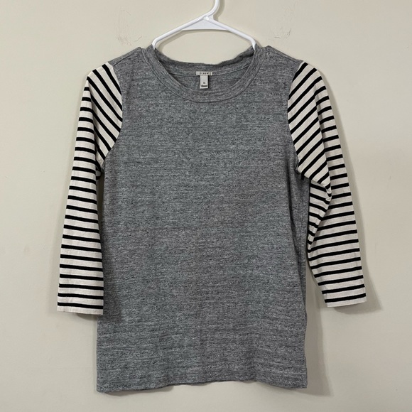 J. Crew Tops - J. Crew Black White Gray Colorblock 3/4 Sleeve Shirt XS